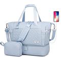 Travel Duffel Bag for Women, Gym Tote Bag with Shoe Compartment & Wet Pocket, Lightweight Holdall Luggage Bag, Weekend Bag with Trolley Sleeve for Vacation, Dance (Light Blue)