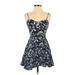 Aeropostale Casual Dress - Mini: Blue Jacquard Dresses - Women's Size X-Small