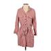 Zara Casual Dress - Shirtdress Collared 3/4 sleeves: Pink Print Dresses - Women's Size Small