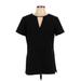 Trina Turk Short Sleeve Blouse: Black Tops - Women's Size 10