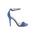 M by Michael Antonio Heels: Blue Print Shoes - Women's Size 8 1/2 - Open Toe