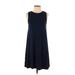 Ann Taylor LOFT Outlet Casual Dress - A-Line Crew Neck Sleeveless: Blue Print Dresses - Women's Size X-Small