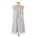 Charming Charlie Casual Dress - Mini Crew Neck Sleeveless: Gray Dresses - Women's Size Medium