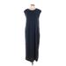 Nicole Miller New York Casual Dress - Midi: Blue Solid Dresses - Women's Size Large