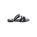 Shade & Shore Sandals: Slip-on Chunky Heel Casual Black Print Shoes - Women's Size 9 - Open Toe