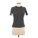 Zara Pullover Sweater: Gray Color Block Tops - Women's Size Medium