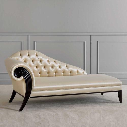 Chaise Lounge im klassischen Stil Cremefarben und Schwarz