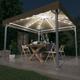 vidaXL Pavillon mit LED-Lichterkette 300x300 cm Taupe Aluminium