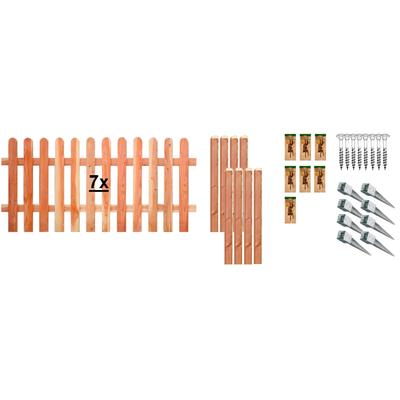 Lattenzaun TETZNER & JENTZSCH "Austin 5", beige (naturbelassen), H:80cm, Holz, Stahl, Zaunelemente, 7 Elemente, LxH: 133