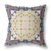 16" X 16" Blue Yellow Broadcloth Floral Throw Pillow