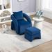 Modern Barrel Chair Sofa and Ottoman Sets Club Tub Round Arms Chair Sofa Velvet Accent Chair Sofa Living Room Sofa Stools, Navy