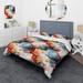 Designart "Blue And Red Marble Elegance I" Red Glam Bedding Set With Shams