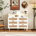 43.31"6-Drawers Rattan Storage Cabinet Rattan Drawer with LED Lights and Power Outlet,for Bedroom,Living Room