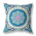 26" X 26" Blue And Turquoise Broadcloth Floral Throw Pillow