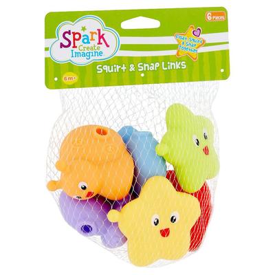 Spark 6-Piece Bath Toys, Squirt and Snap Links, for Infants 6-12 Months