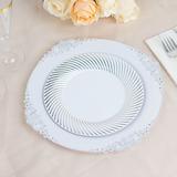 20 Pack Round Disposable Plates with Gold Geometric Design