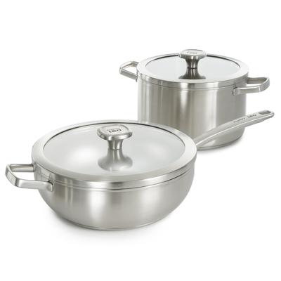 BergHOFF Graphite 4Pc Cookware Set, Glass Lids, Recycled 18/10 Stainless Steel