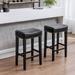 Bar Stools for Kitchen Counter Backless Faux Leather Stools Farmhouse Island Chairs ( Black, Set of 2)