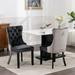 High-end Tufted Solid Wood Contemporary PU and Velvet Upholstered Dining Chair with Wood Legs Nailhead Trim 2-Pcs Set