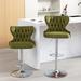 Barstools Adjusatble Seat Height , Modern Upholstered Chrome base Bar Stools with Backs Tufted for Home Pub Set of 2