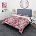 Designart "Pink Sakura Blossoms Floral I" Abstract Bedding Cover Set With 2 Shams