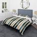 Designart "Classic Beige And Green Elegance Striped Pattern" Green Modern Bedding Cover Set With 2 Shams
