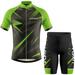 Breathable Cycling Outfit for Men Lixada Bike Shirt and Padded Shorts Set Reflective Strip Green/Red Moisture Wicking