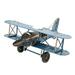 Vintage Retro Iron Airplane Model Biplane Toy Ornament Vintage Repro Gift Vintage Biplane Vehicle Tin Toy Handicraft for Home Decoration Cafe Ornament [blue]