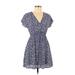 Sienna Sky Casual Dress - Mini V Neck Short sleeves: Blue Dresses - Women's Size X-Small