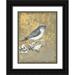 Grove Beth 12x14 Black Ornate Wood Framed with Double Matting Museum Art Print Titled - Winter Birds Bluebird Neutral