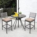 HBBOOMLIFE Metal Dining Stools Outdoor Height Stool Indoor Outdoor Stools with High Back & Cushions Hammered Gray Finish 29 Barstools for Patio Bistro