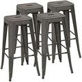 HBBOOMLIFE Metal Stools 24 Indoor Outdoor Stackable Barstools Modern Style Industrial Vintage Counter Stools Set of 4 (24 inch Black)