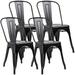 HBBOOMLIFE Iron Metal Dining Chair Stackable Indoor-Outdoor/Classic/Chic Industrial Vintage Chairs Bistro Kitchen Cafe Side Chairs with Back Set of 4 (Black)