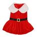 Santa Claus Pet Clothes Velvet Skirt Thermal Shirt Dog Christmas Costume Puppy DressWinter Coat Xmas Holiday Apparel Red Dresses Dog Outfit[M ]