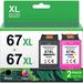 Printer Ink 67XL 67 XL Replacement for HP 67XL Ink Cartridges Black/Color Combo Pack for HP 67XL Compatible for HP Envy 6055e 6455e 6052 6055 DsekJet 2755e 2752e Plus 4155 4152 Envy Pro 6455 6485