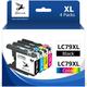 LC75 Ink Cartridge campatible for Brother LC71 LC79 LC-75 XL High Yield Ink Cartridge for Brother MFC-J5910DW MFC-J625DW JMFC-J280W MFC-J425W MFC-J430W Printer(1 Black 1 Cyan 1 Magenta 1 Yellow)