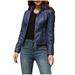 Winter Savings Clearance! Kukoosong Womens Leather Jacket Shacket Jacket Plus Size Faux Motorcycle Plain Zip up Short Coat with Pocket Long Sleeve Casual Collar Outerwear Tops Blue S