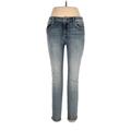 Aqua Jeggings - Mid/Reg Rise Skinny Leg Boyfriend: Blue Bottoms - Women's Size 30 - Medium Wash