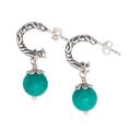 'Classic Reconstituted Turquoise Half-Hoop Dangle Earrings'