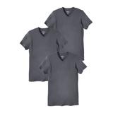 Men's Big & Tall Cotton V-Neck Undershirt 3-Pack by KingSize in Steel (Size 2XL)