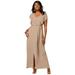 Plus Size Women's Knit Ruffle Maxi Dress by The London Collection in New Khaki (Size 30 W)