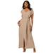 Plus Size Women's Knit Ruffle Maxi Dress by The London Collection in New Khaki (Size 18 W)