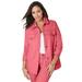 Plus Size Women's Classic Cotton Denim Jacket by Jessica London in Tea Rose (Size 34) 100% Cotton Jean Jacket