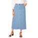 Plus Size Women's True Fit Stretch Denim Midi Skirt by Jessica London in Medium Stonewash Stripe (Size 32 W)