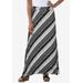 Plus Size Women's Everyday Stretch Knit Maxi Skirt by Jessica London in Black Bias Brushstroke (Size 12) Soft & Lightweight Long Length