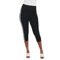 Plus Size Women's Everyday Stretch Cotton Capri Legging by Jessica London in Black Graphic Herringbone (Size 12)