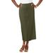 Plus Size Women's True Fit Stretch Denim Midi Skirt by Jessica London in Dark Olive Green (Size 34 W)