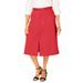 Plus Size Women's Stretch Cotton Chino Utility Skirt by Jessica London in Bright Red (Size 26 W)