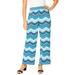 Plus Size Women's Everyday Stretch Knit Wide Leg Pant by Jessica London in Ocean Brushstroke Chevron (Size 22/24) Soft Lightweight Wide-Leg