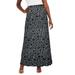 Plus Size Women's Stretch Knit Maxi Skirt by The London Collection in Black Giraffe Print (Size 22/24) Wrinkle Resistant Pull-On Stretch Knit